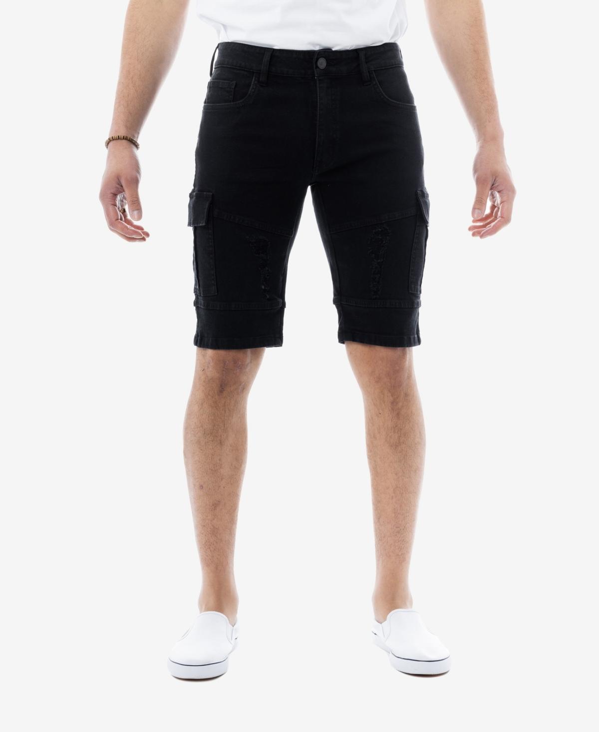 Mens Moto Detail Cargo Pockets Denim Shorts Product Image