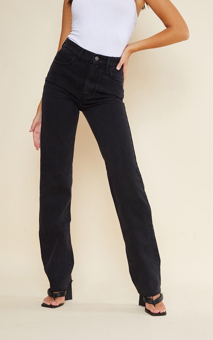 Tall Washed Black Long Leg Straight Leg Jeans Product Image