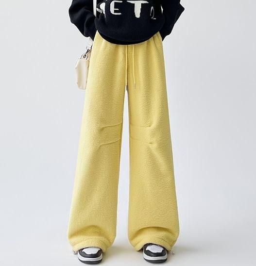 Drawstring Waist Fleece Plain Sweatpants product image