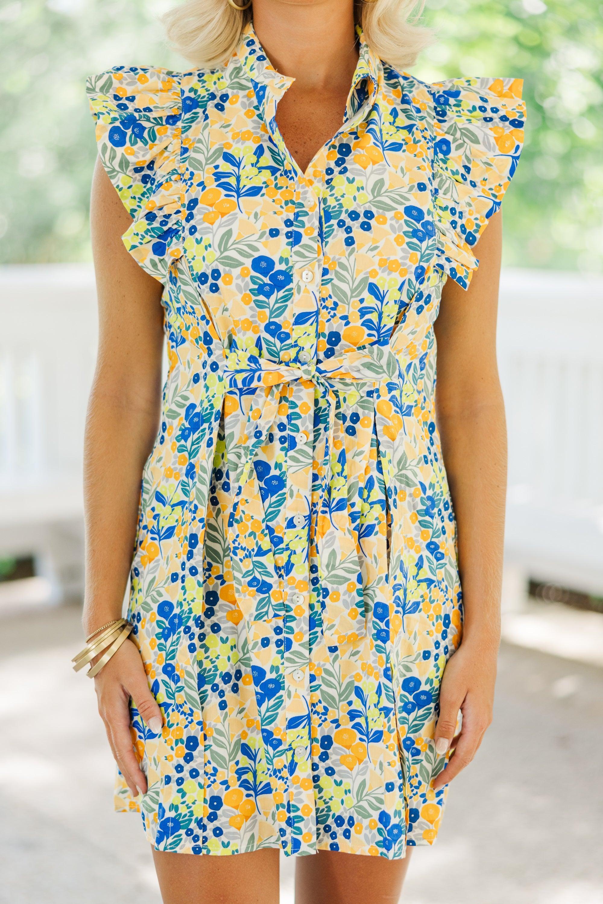 Know Your Strengths Yellow Ditsy Floral Dress Female Product Image