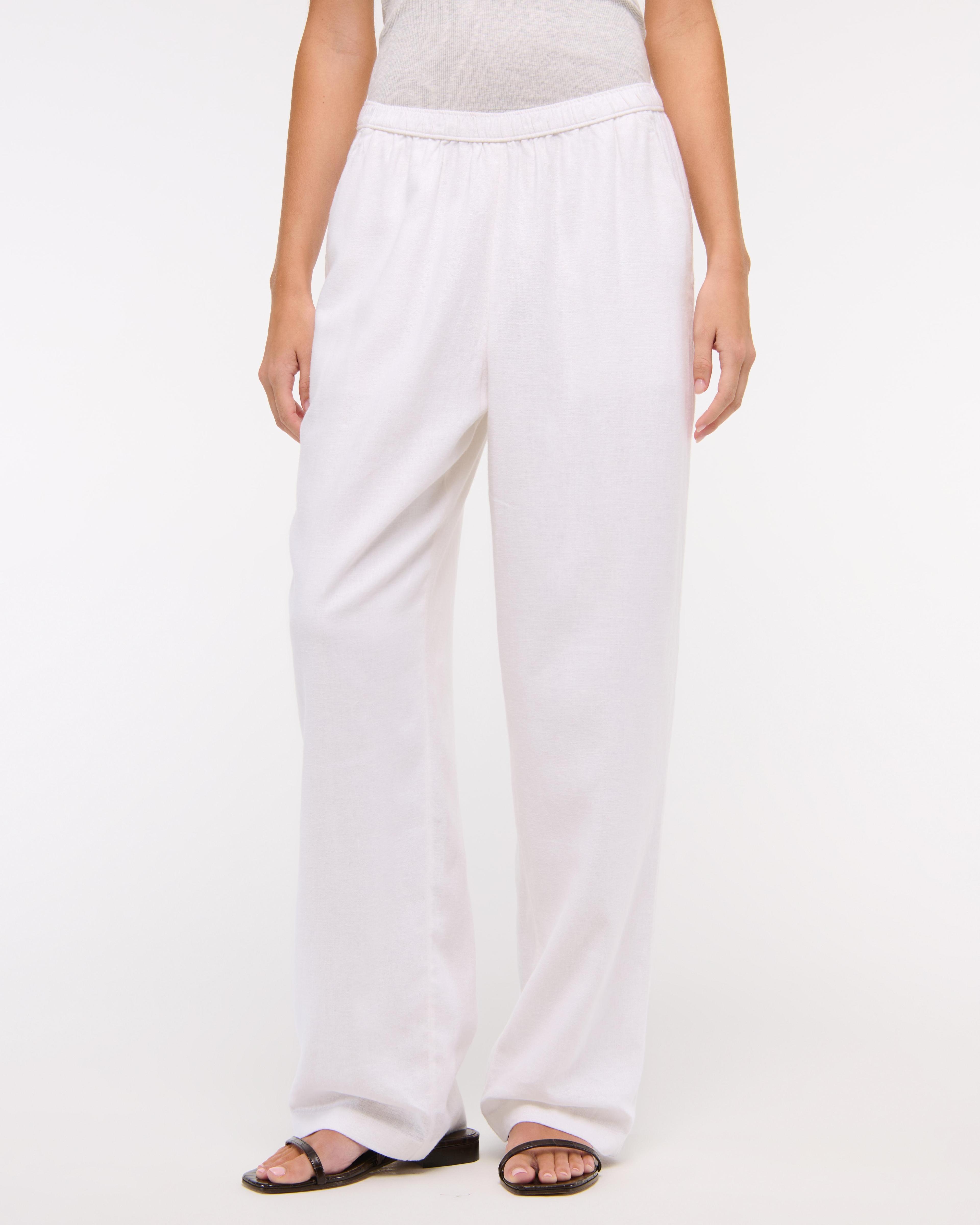 Straight Linen-Blend Pull-On Pant Product Image