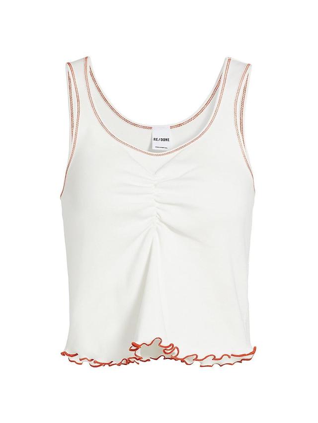 Womens Sporty Contrast Baby Rib-Knit Crop Tank Product Image