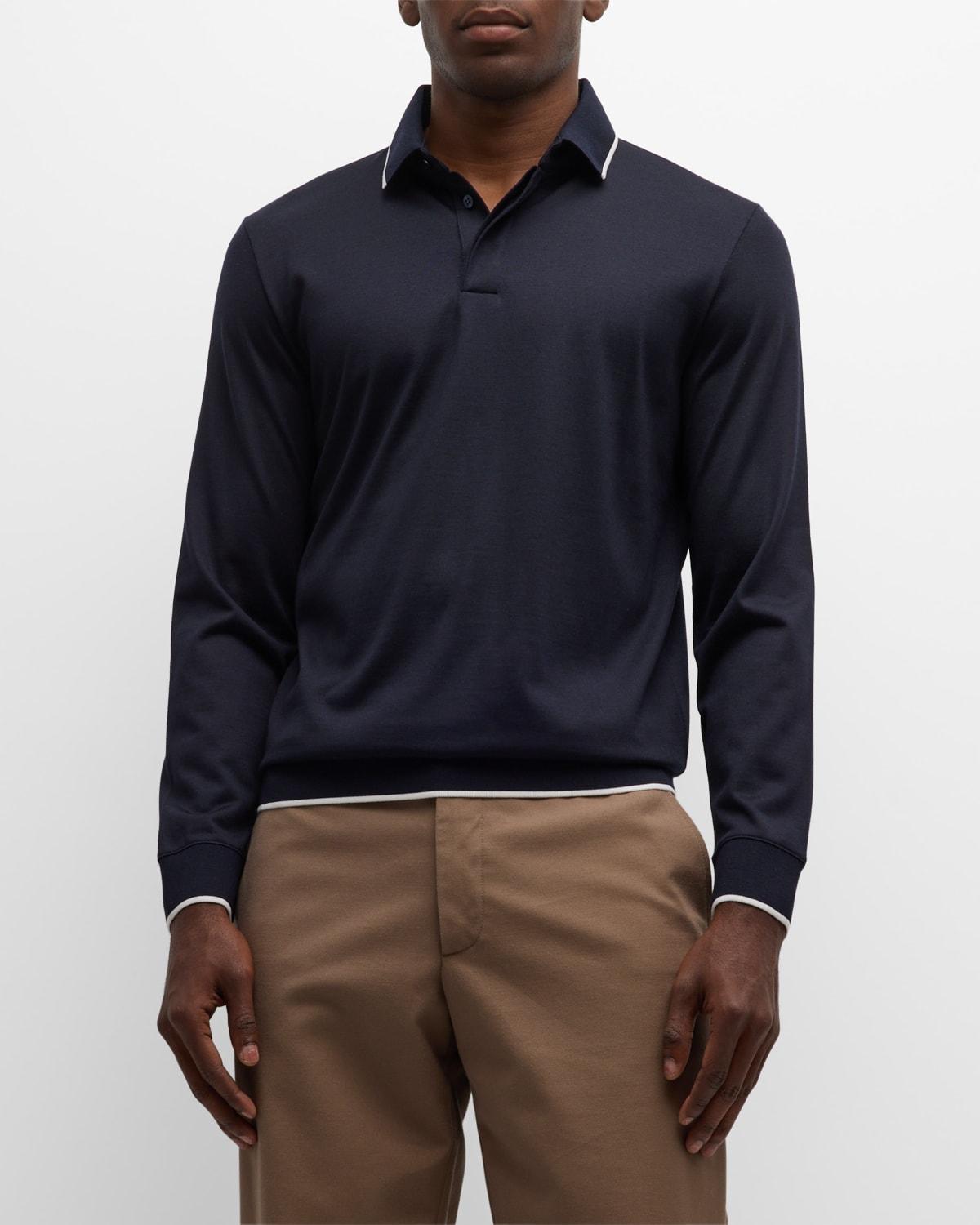 Mens Wool Jersey Long-Sleeve Polo Product Image