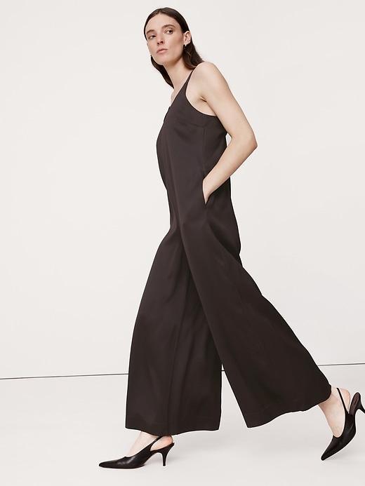 Italian Satin Wide-Leg Jumpsuit Product Image