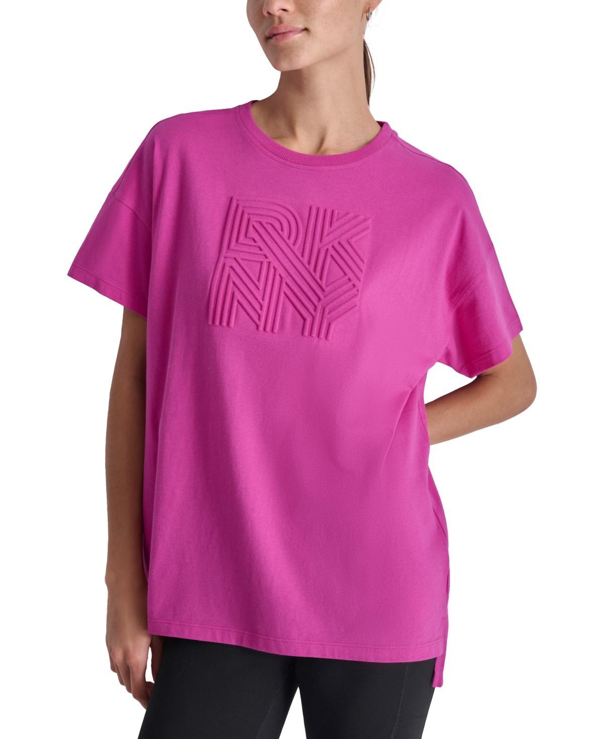 Women's Cotton Embossed Logo High-Low T-Shirt Product Image