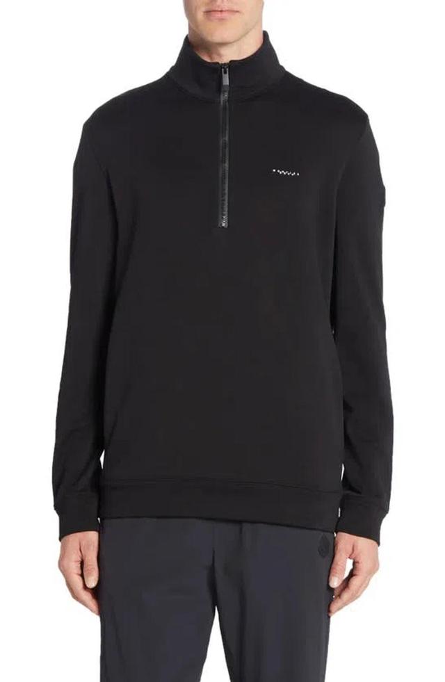 MONCLER Cotton Fleece Half Zip Sweatshirt In Black Product Image