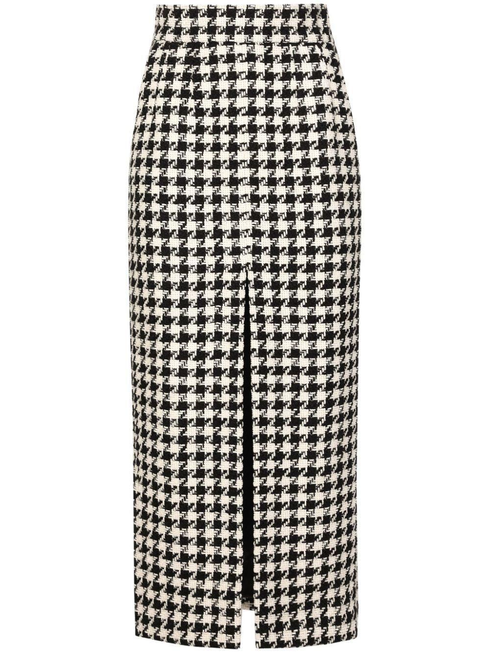 DOLCE & GABBANA Pied De Poule Fitted Long Skirt In Multicolour Product Image