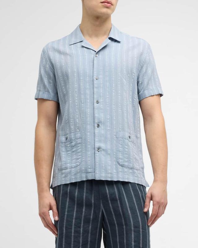 Rails Vice Stripe Cuban Collar Short Sleeve Button-Up Shirt Product Image