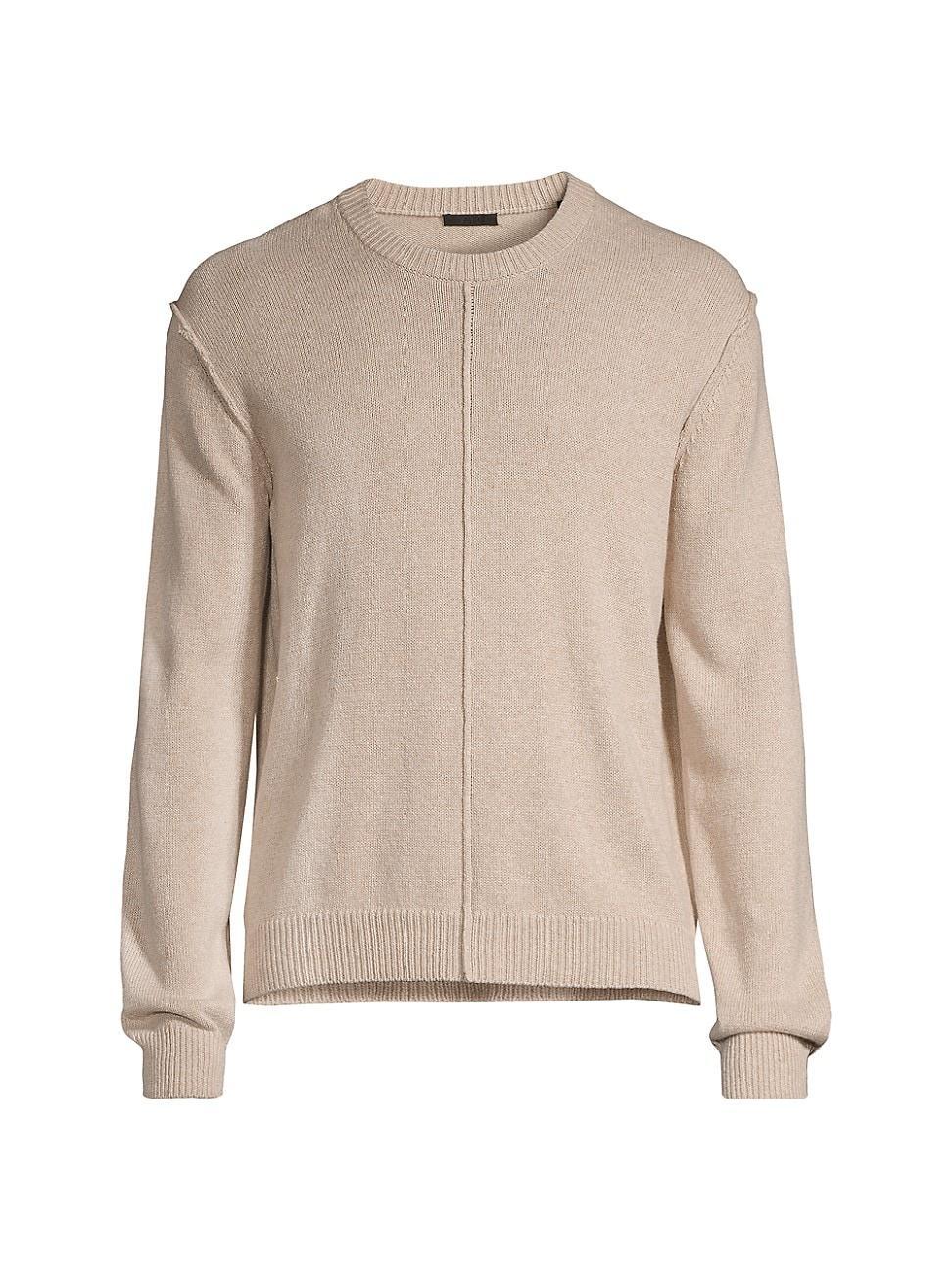 Mens Cotton & Linen-Blend Crewneck Sweater Product Image