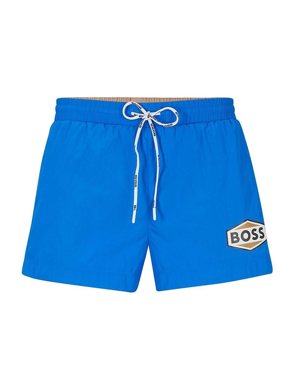 Mens Quick-Drying Swim Shorts With Logo Details Product Image