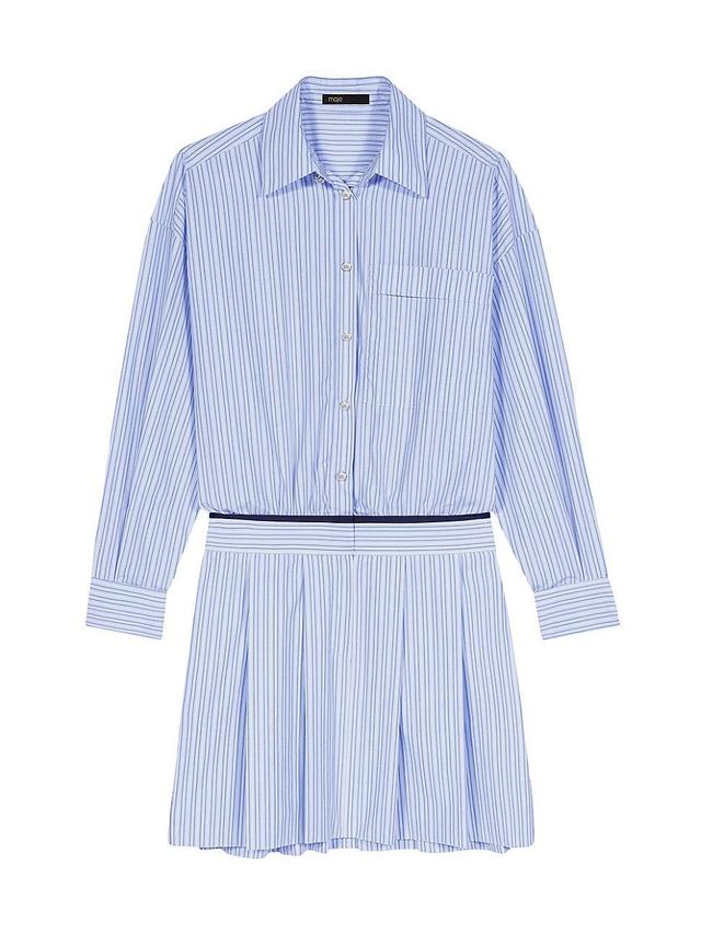 maje Raudri Stripe Long Sleeve Cotton Shirtdress Product Image