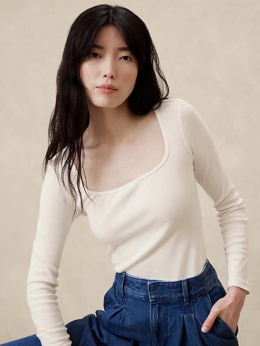 Ribbed Square-Neck Top Product Image