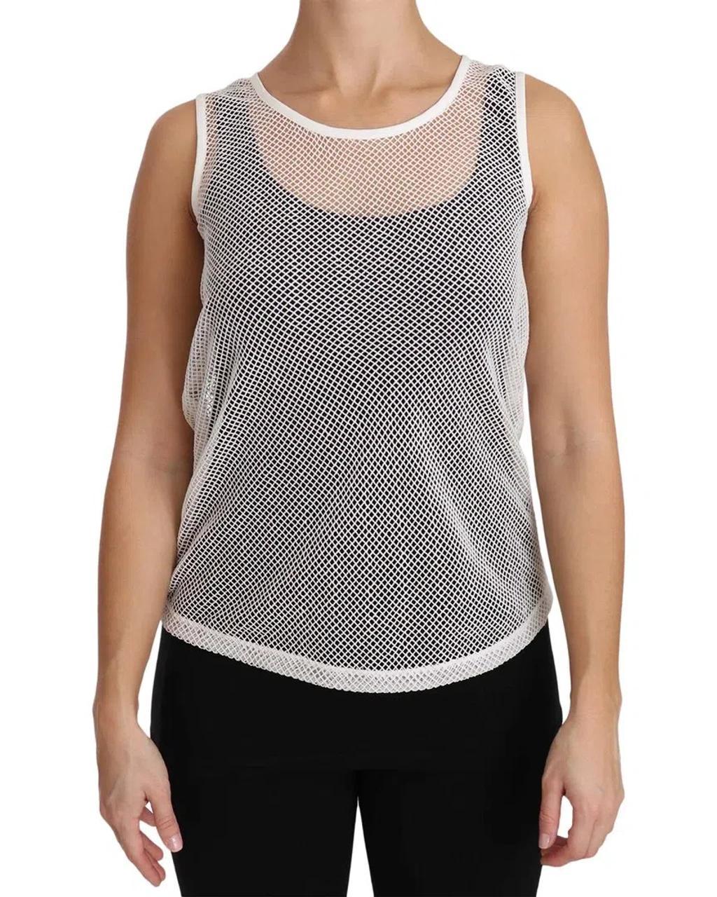 White Net Transparent Sleeveless Product Image