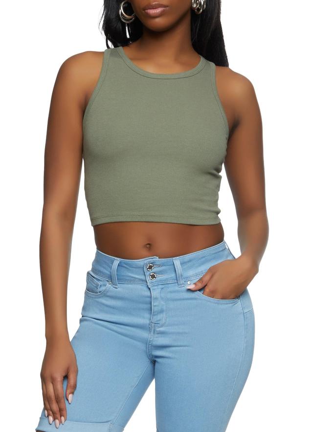 Womens Basic Cropped Racerback Tank Top Product Image