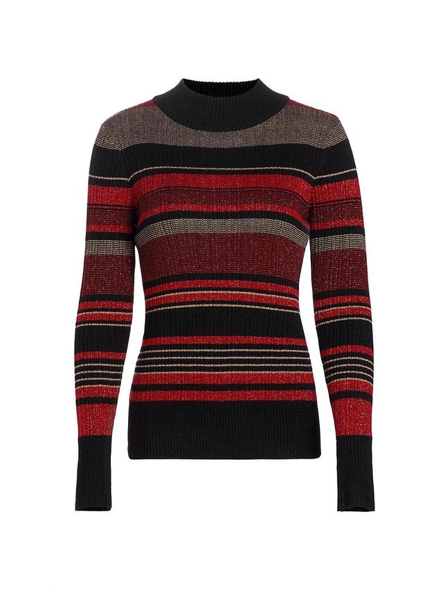 Womens Metallic Stripe Pullover Sweater Product Image