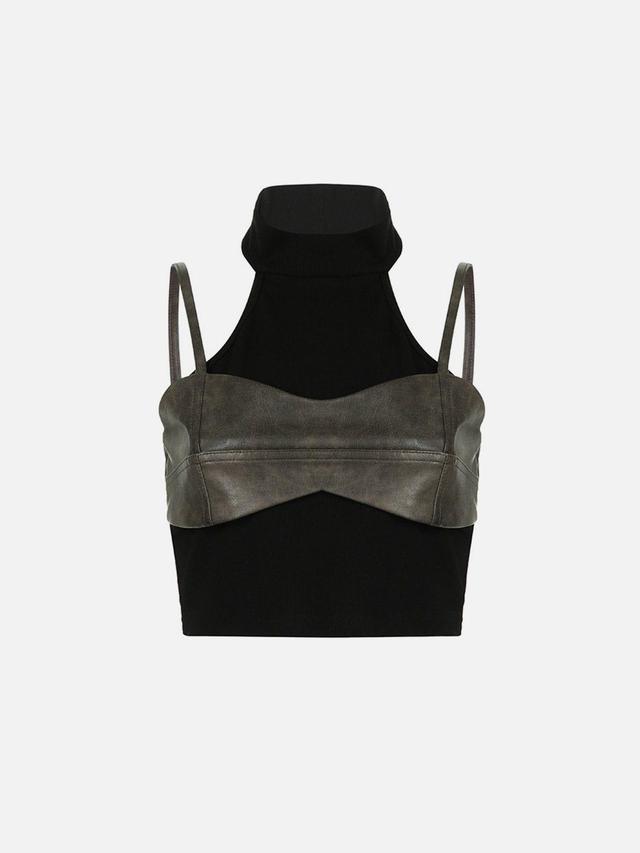 Aelfric Eden Faux Leather Patchwork Tank Top Female Product Image