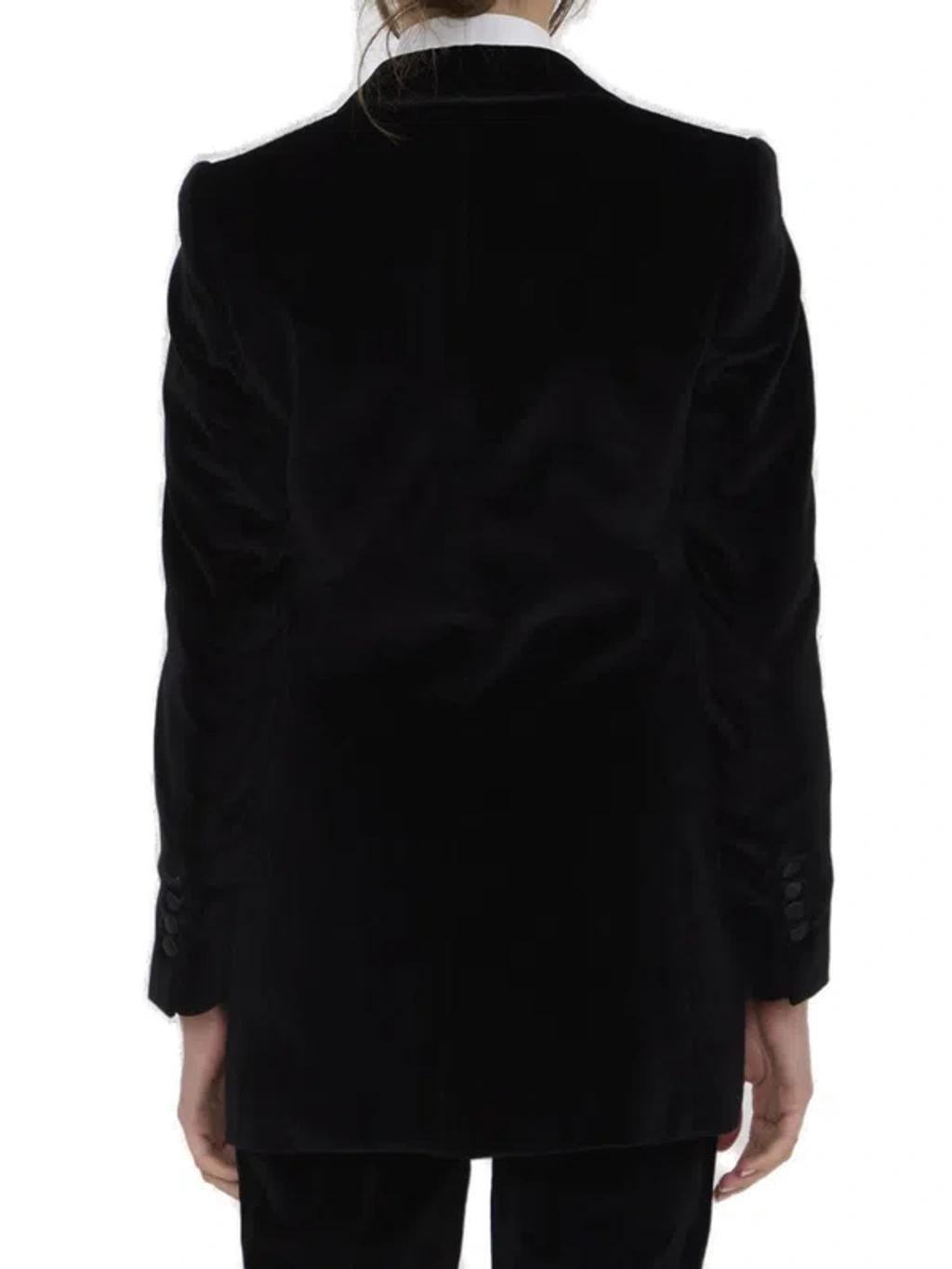 Single-breasted Velvet Turlington Tuxedo Jacket In Nero Product Image