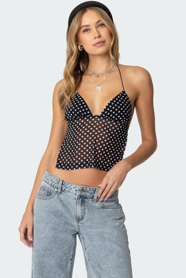 Polka Dot Backless Chiffon Top Product Image