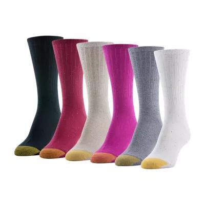 Gold Toe Rib 6 Pair Crew Socks Womens Product Image