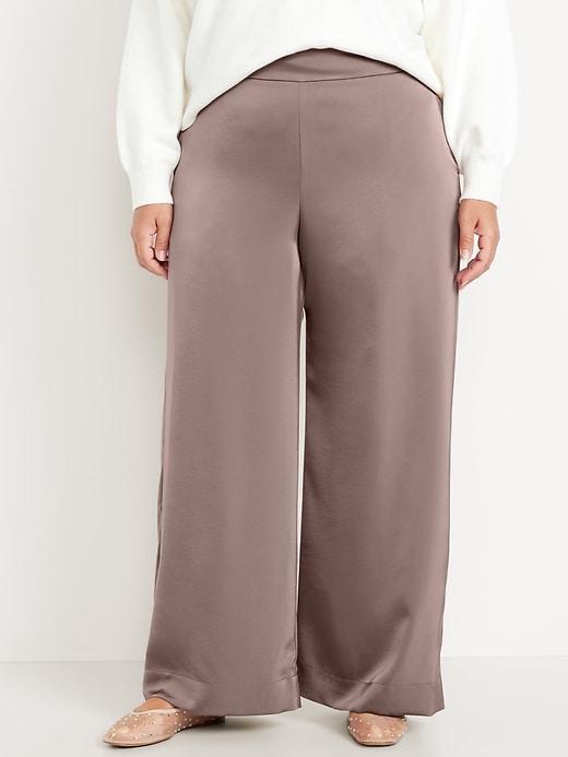 High-Waisted Satin Super Wide-Leg Pants Product Image