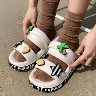 Shell Accent Platform Slide Sandals Product Image