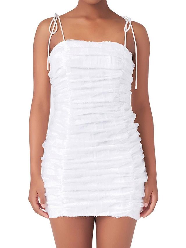 Womens Shirred Mini Dress with Tie Straps Product Image