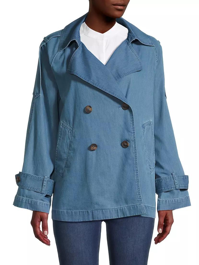 Raglan-Sleeve Denim Trench Coat Product Image