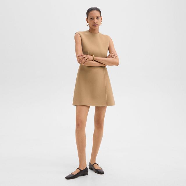 Double-Face Wool-Cashmere Mini Wrap Dress | Theory Product Image