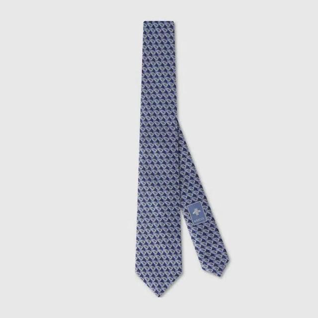 Geometric G Silk Jacquard Tie In Blue Product Image