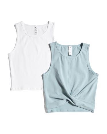 2pk Airlite Twist Front And Basic Crop Tank Tops for Women Product Image