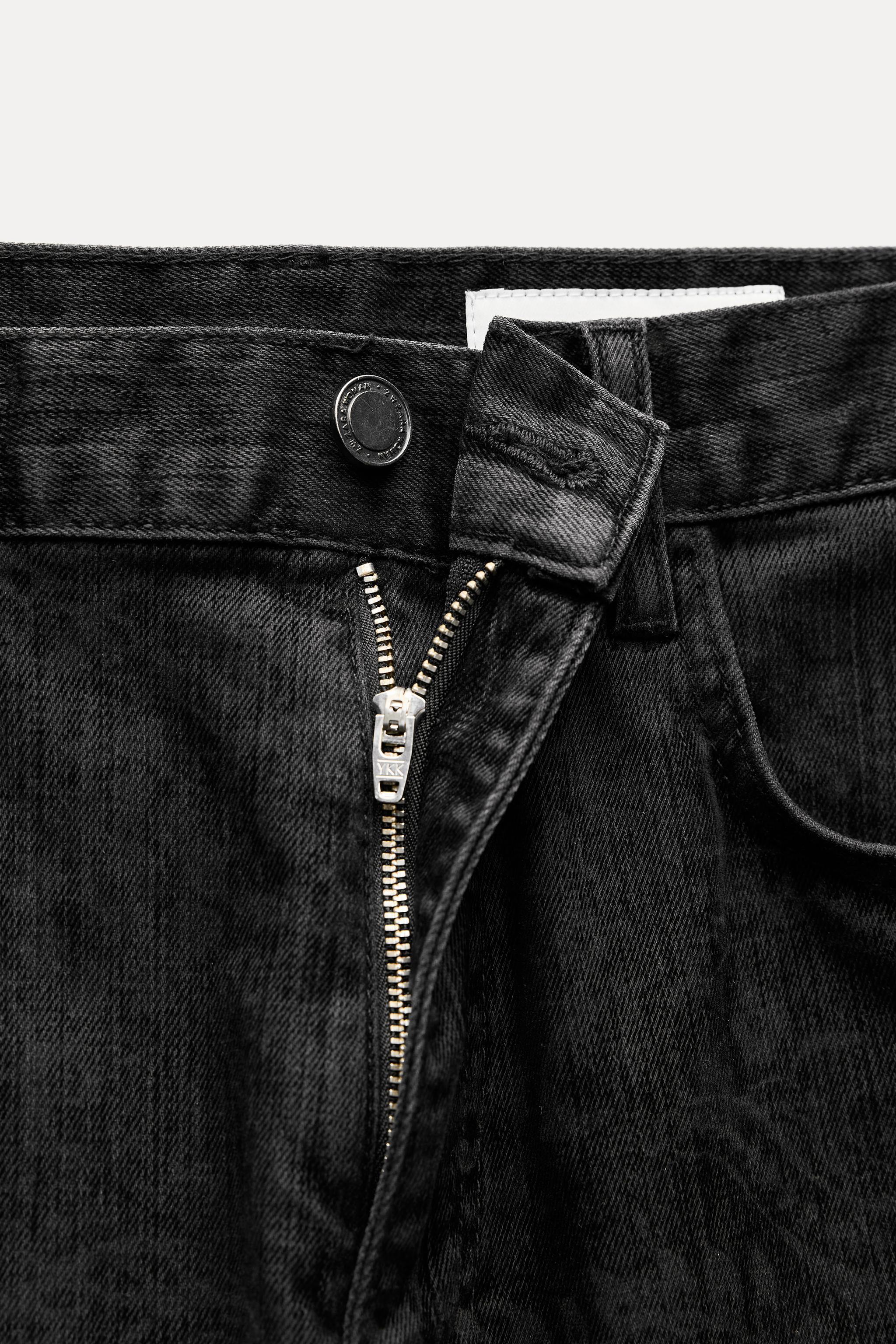 STRAIGHT CUT MID RISE FLOCKED JEANS ZW COLLECTION Product Image