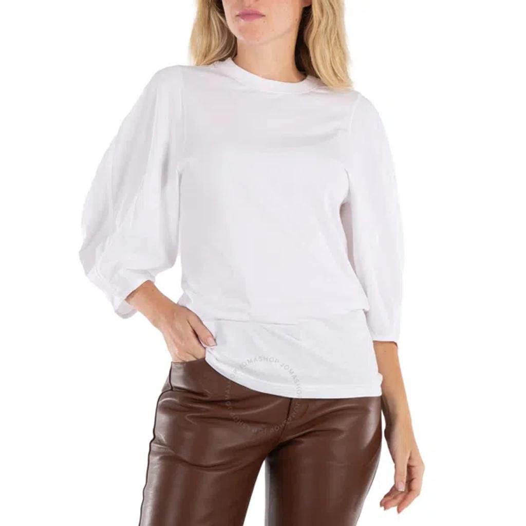 Chloe Ladies White Balloon Sleeves T-shirt Product Image