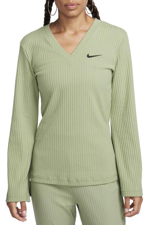 Nike Sportswear Rib Jersey Long Sleeve V-Neck Top Product Image