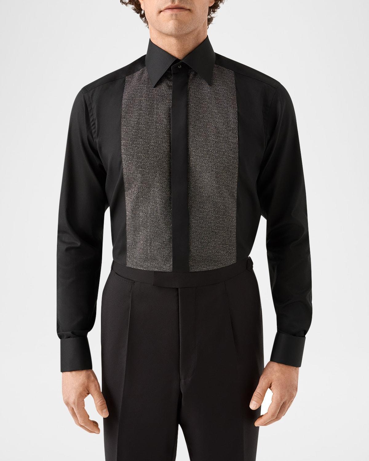 Men's Evening Jacquard Bib Slim-Fit Dress Shirt Product Image