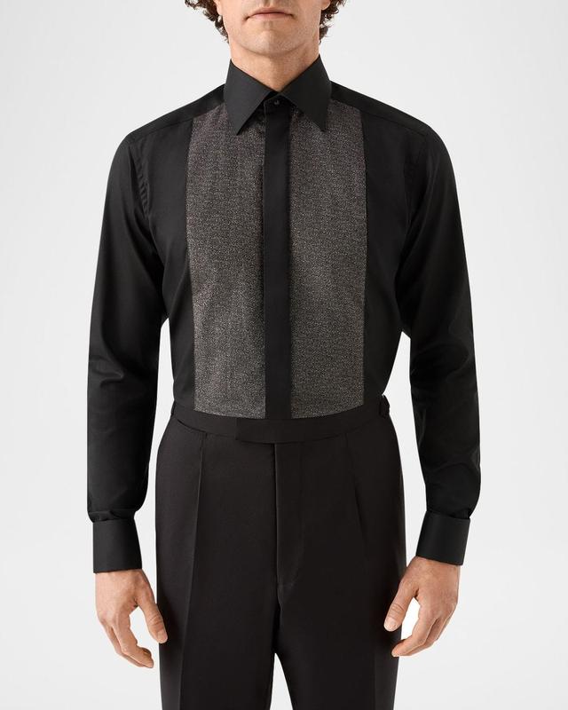 Men's Evening Jacquard Bib Slim-Fit Dress Shirt Product Image