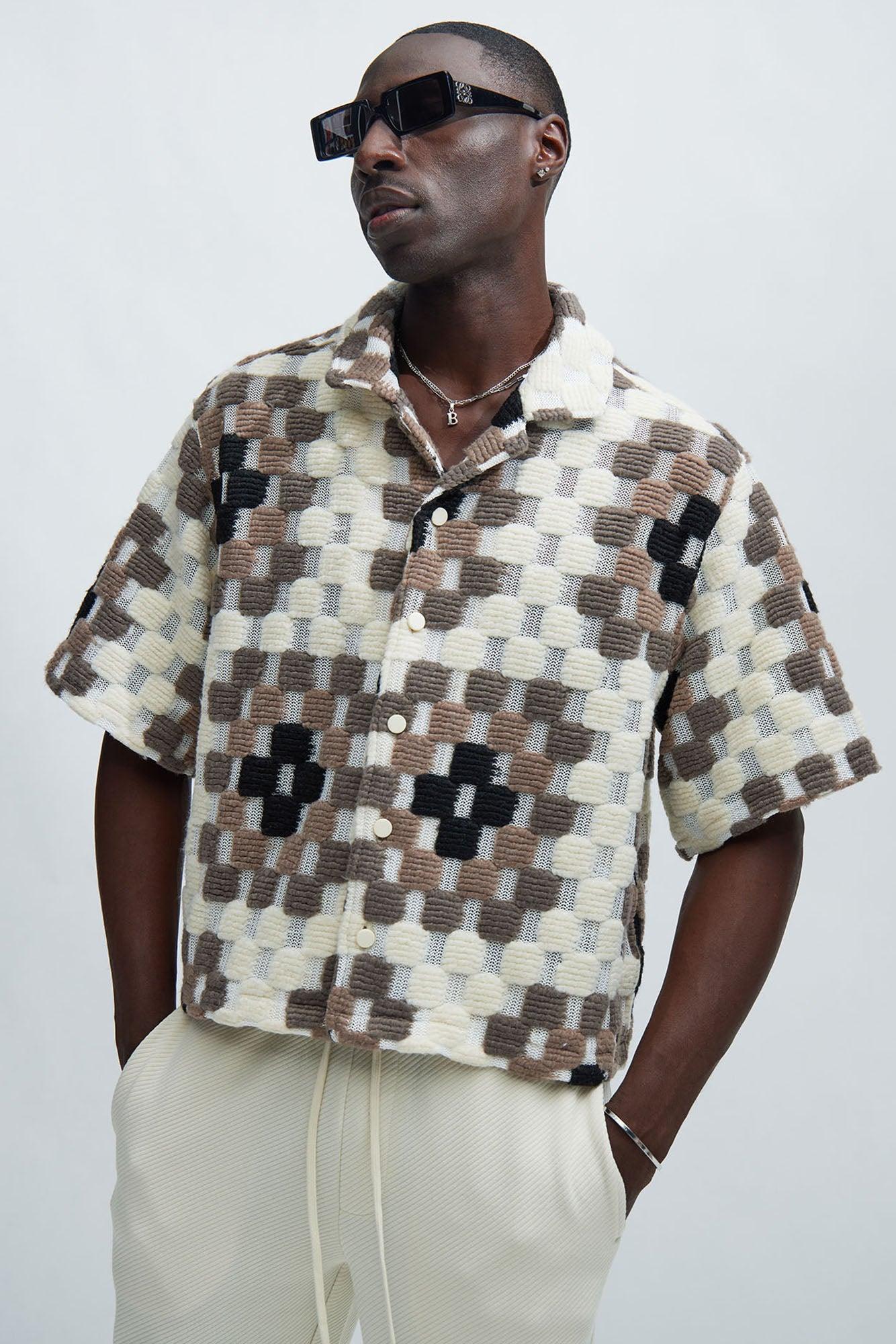 Gaston Jacquard Cropped Shirt - Brown/combo Product Image