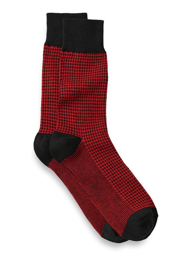 Houndstooth Cotton Blend Sock - Red/black Product Image