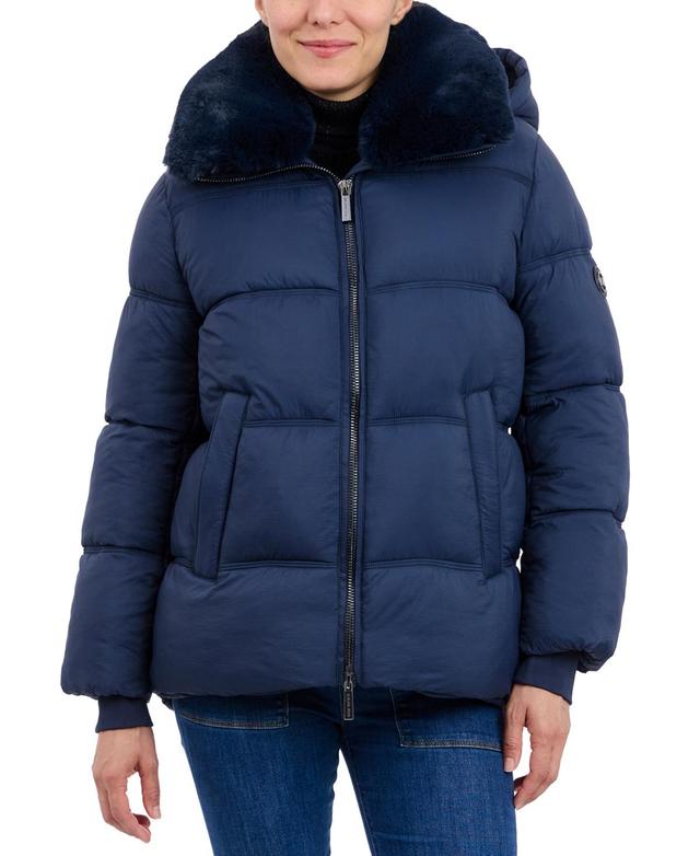 Michael Michael Kors Womens Faux-Fur-Collar Hooded Puffer Coat, Created for Macys Product Image