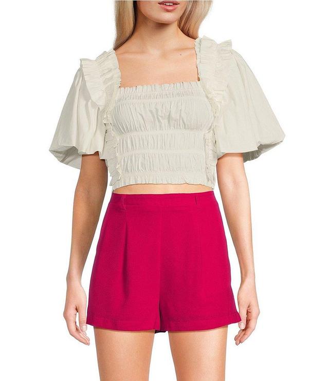 Sadie & Sage Smocked Woven Ruffle Top Product Image