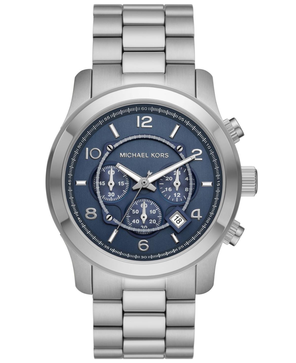 Michael Kors Mens Runway Chronograph Black Stainless Steel Bracelet Watch Product Image