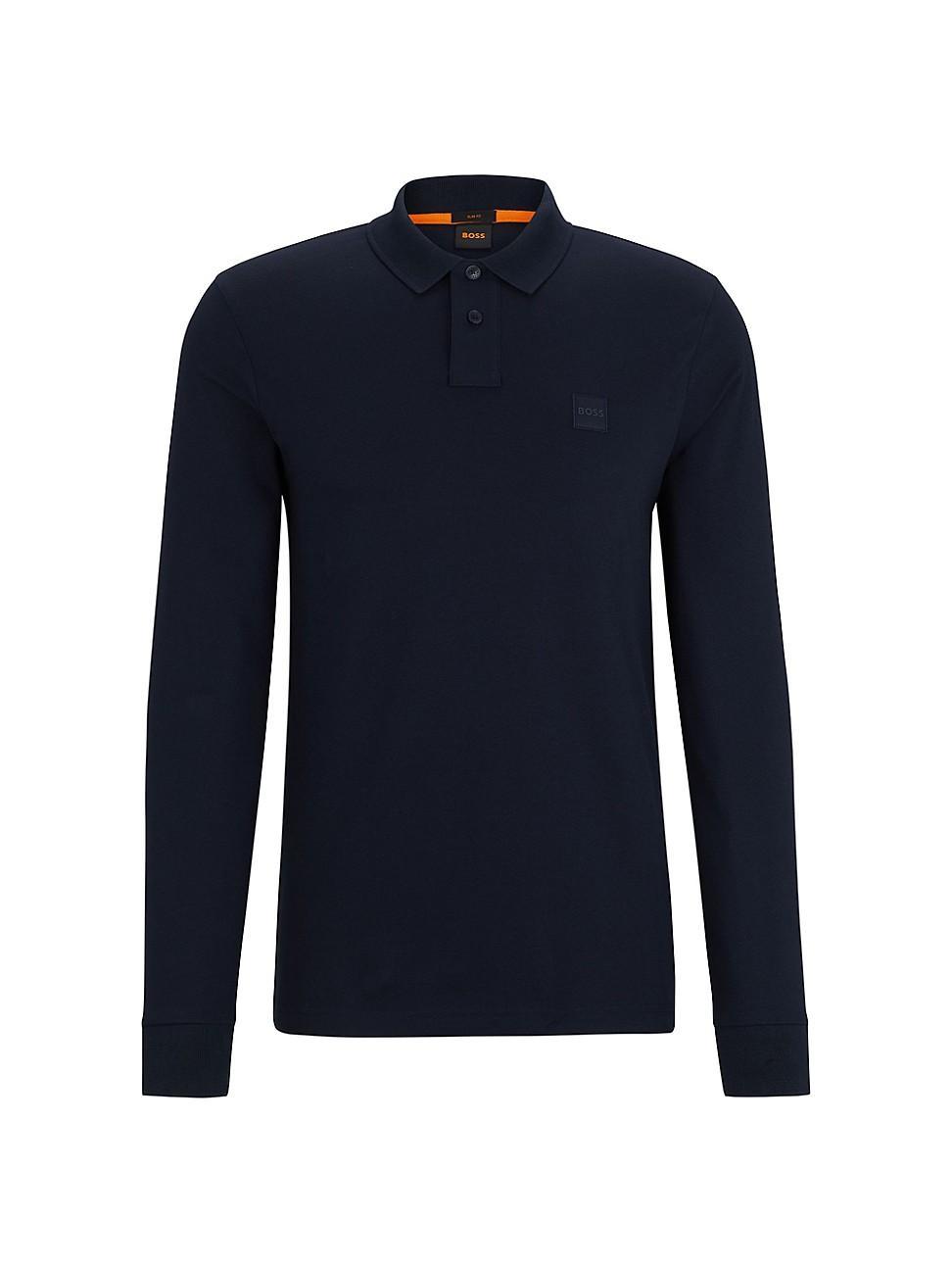 Mens Stretch-Cotton Slim-Fit Polo Shirt with Logo Patch Product Image