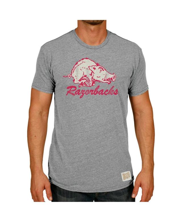 Mens Original Retro Brand Heather Gray Arkansas Razorbacks Vintage-Like Hog Tri-Blend T-shirt Product Image