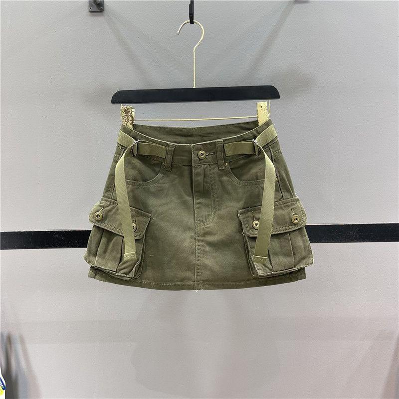 Low Rise Plain Denim Mini Skirt Product Image