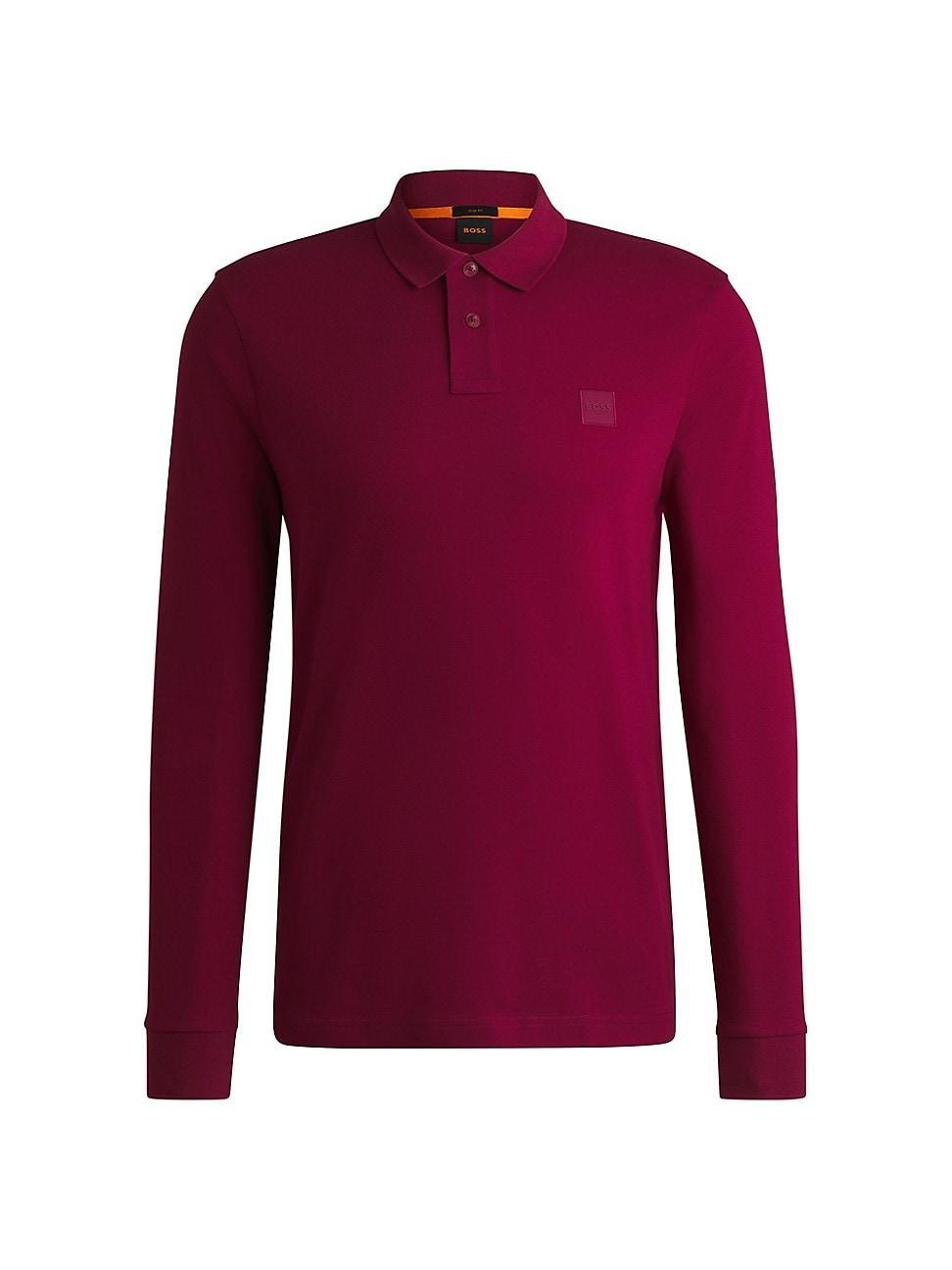 Mens Stretch-Cotton Slim-Fit Polo Shirt with Logo Patch product image