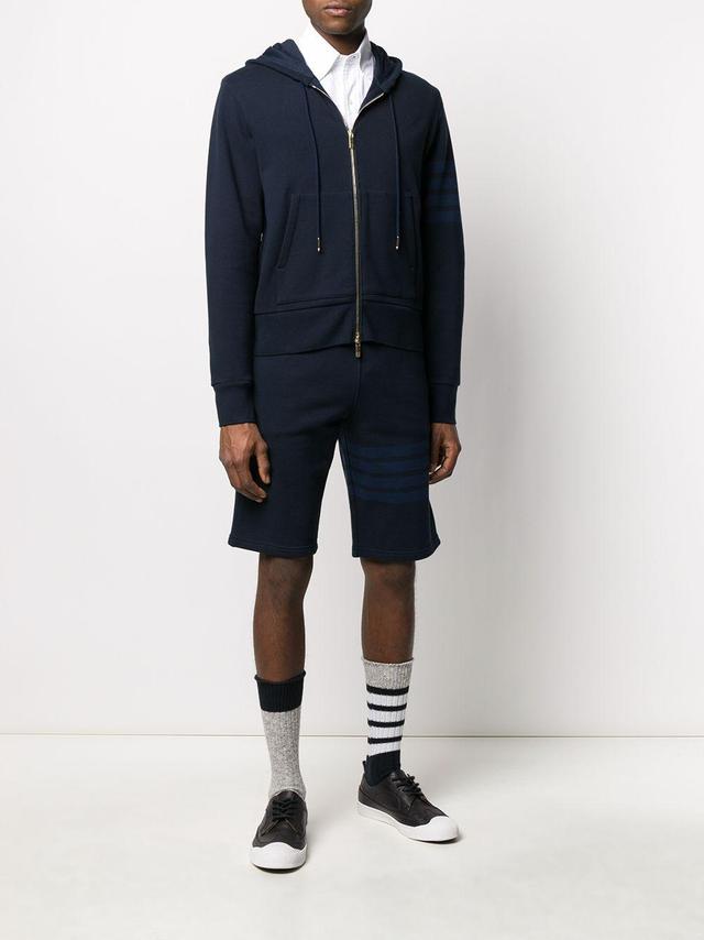 THOM BROWNE Tonal 4 Bar Cotton Sweat Shorts In Blue Product Image