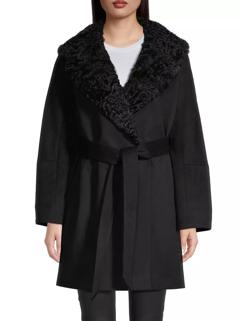 Shearling Collar Belted Coat Product Image