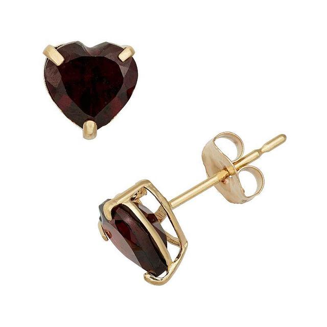 Designs by Gioelli Garnet 10k Gold Heart Stud Earrings, Womens, Red Product Image