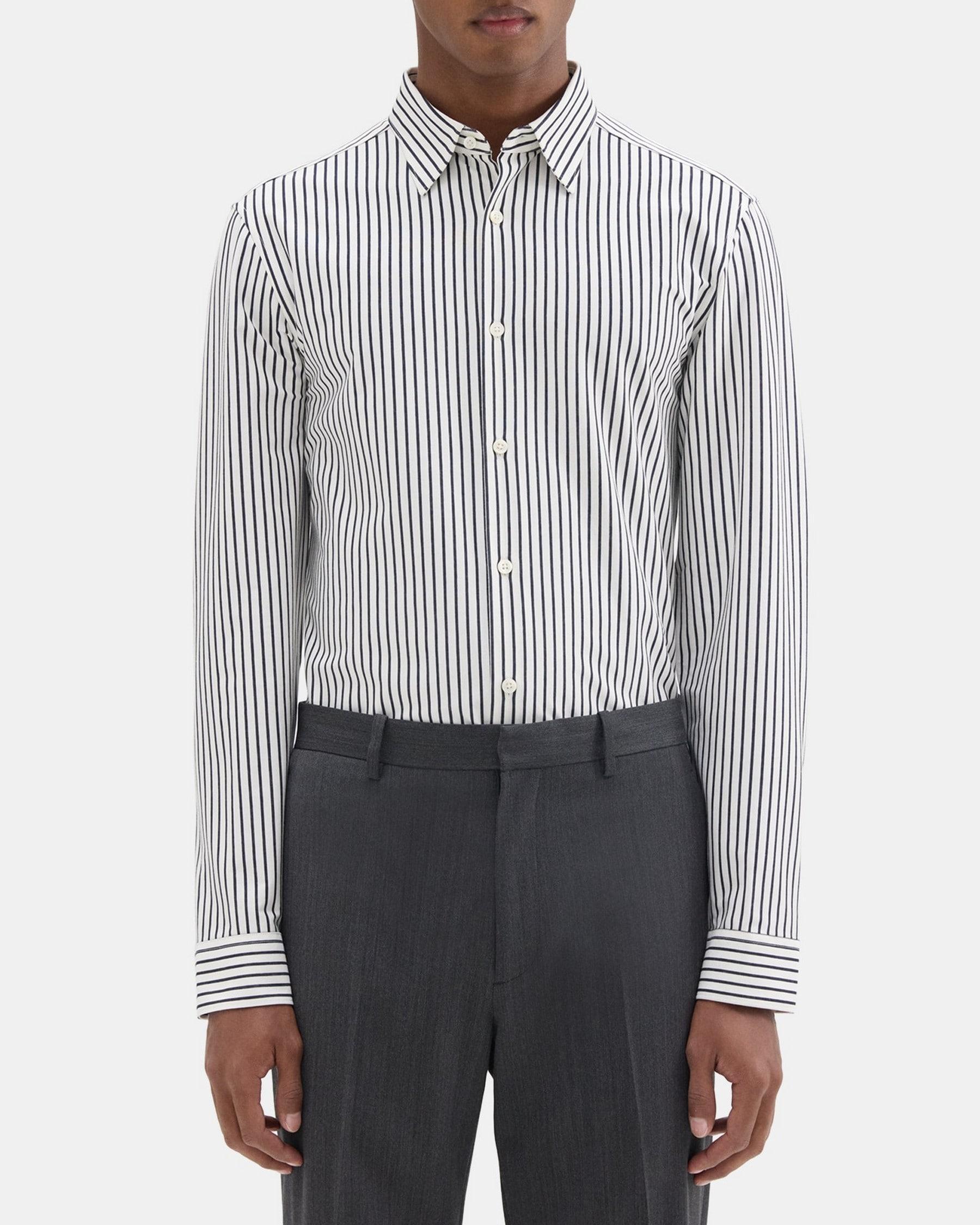 Tailored Shirt in Striped Structure Knit Product Image