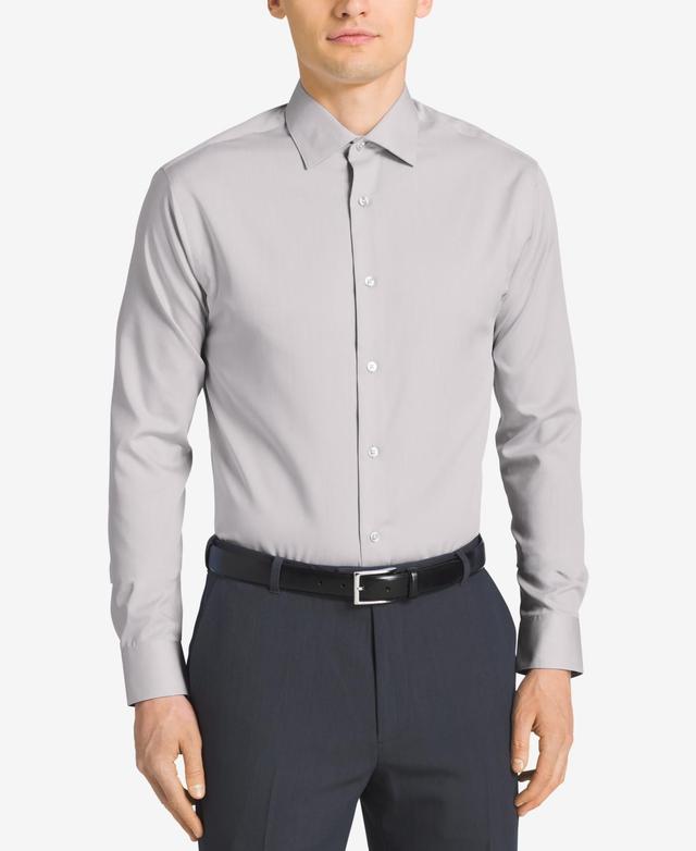 Calvin Klein Steel Mens Classic-Fit Non-Iron Performance Herringbone Dress Shirt Product Image