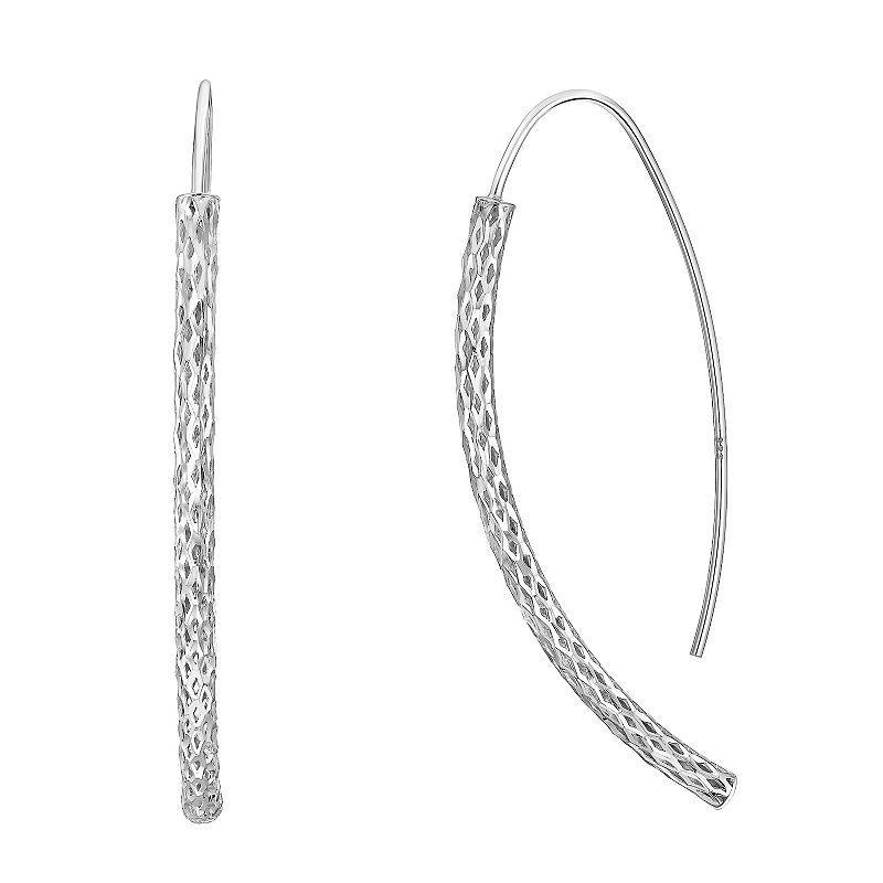 Sterling Silver Curved Stick Fishhook Earrings, Womens, Multicolor Product Image